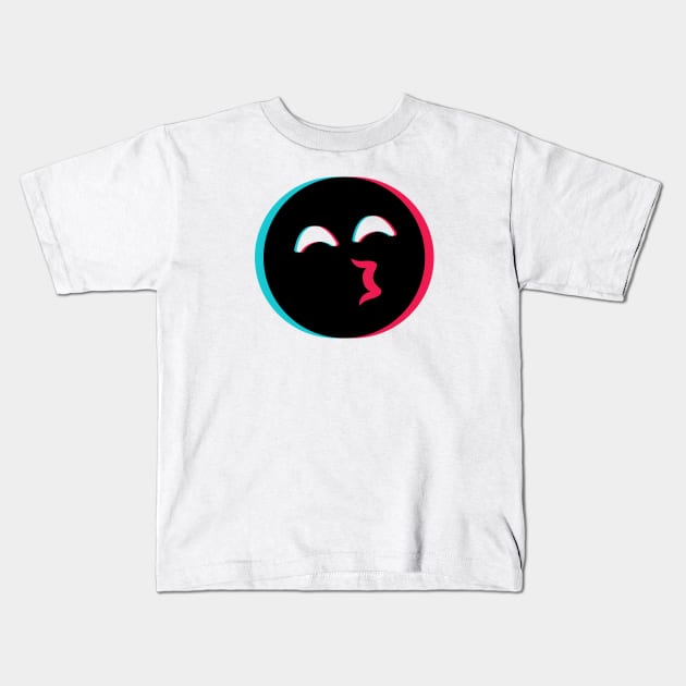 TikTok kissing emoji smiley Black Kids T-Shirt by ThingyDilly